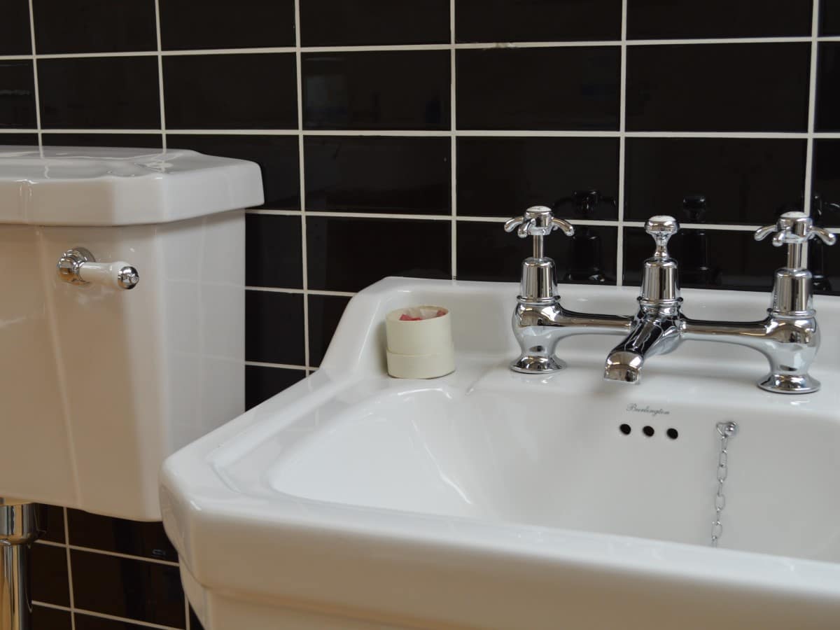 black brick tiles used as a splashback