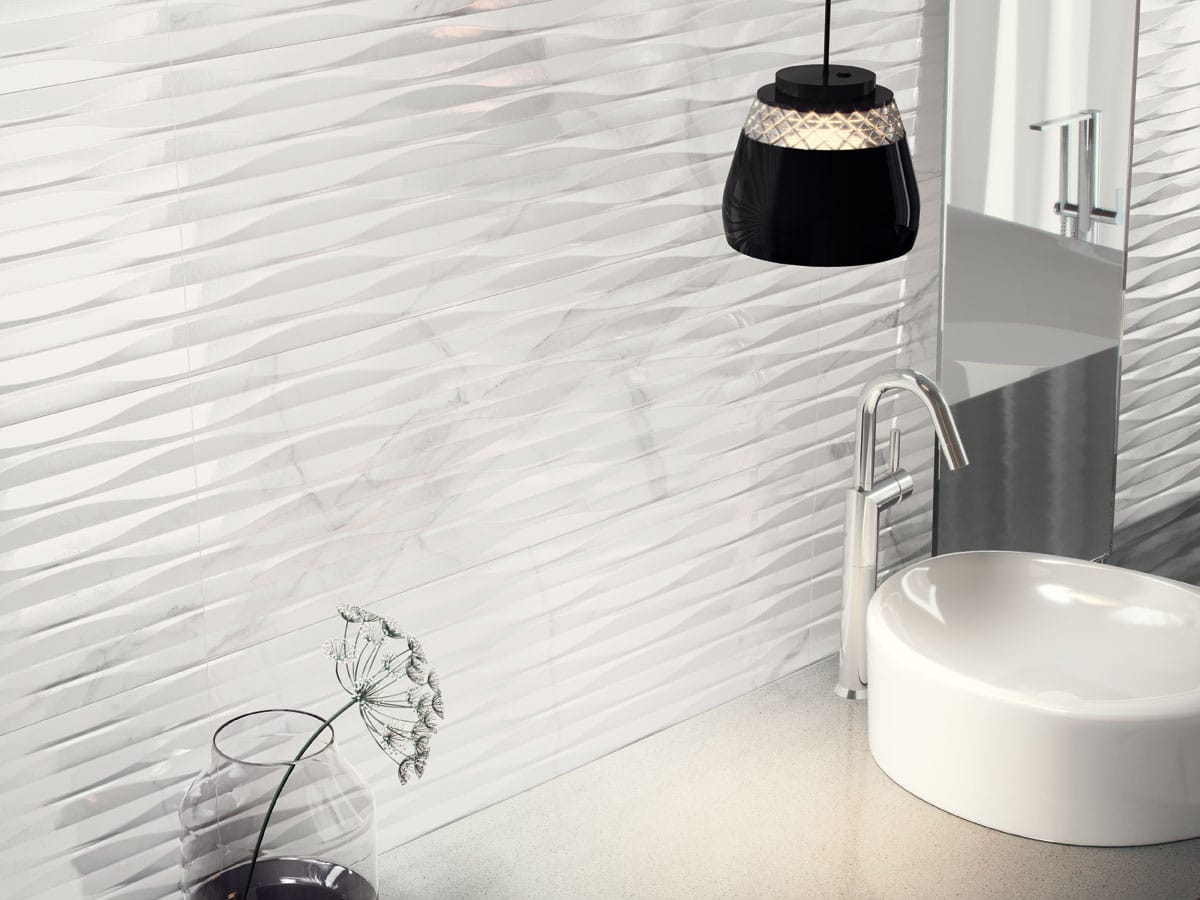 stylish marble effect decor tile used as a splashback