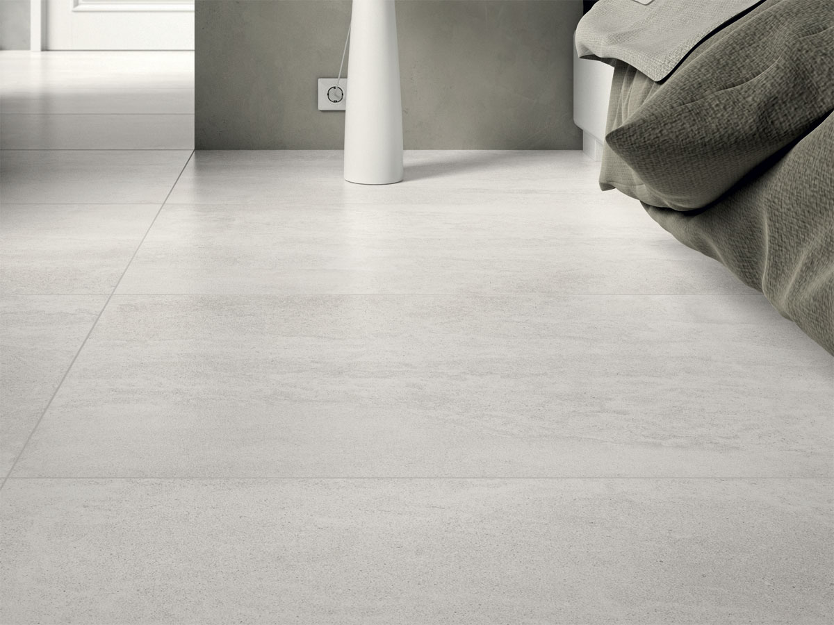 close up image of a grey tiled floor