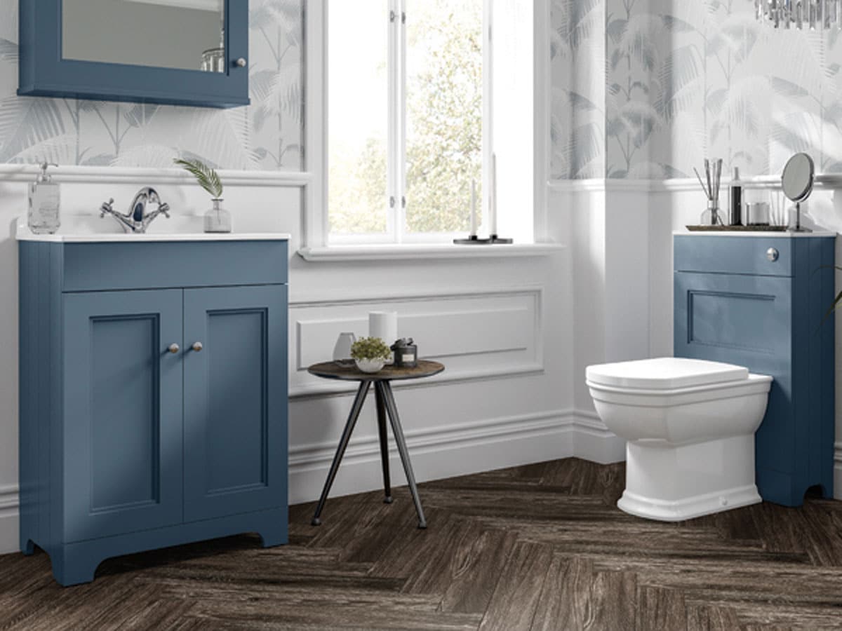 Kingsbury basin unit & wc unit in a deep blue colour